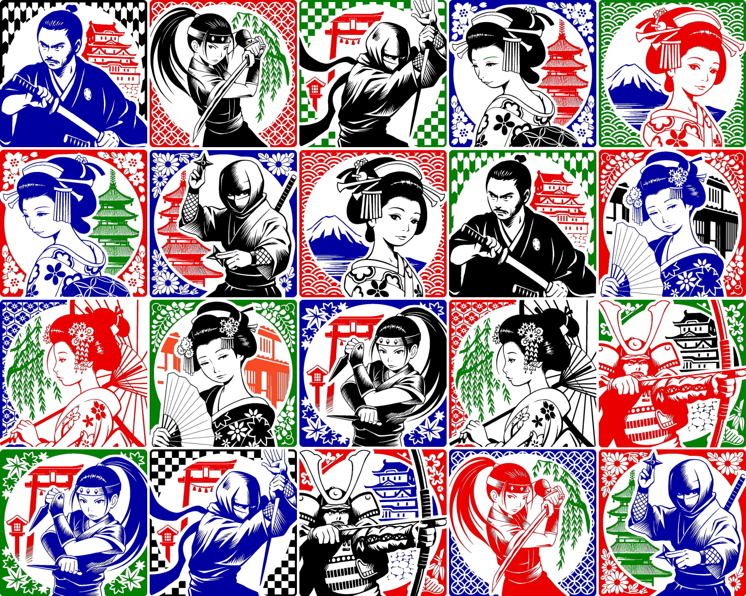 What colorful Japanese stamps!