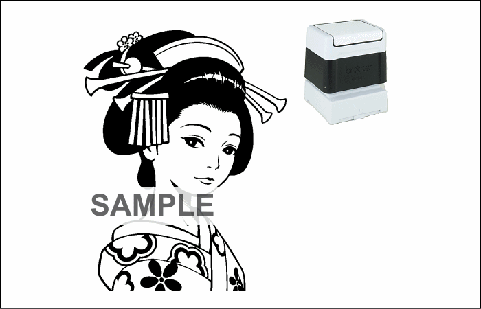 Woman in kimono stamps